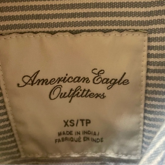American Eagle Outfitters Women’s Light Blue Striped Shirt - Picture 3 of 8